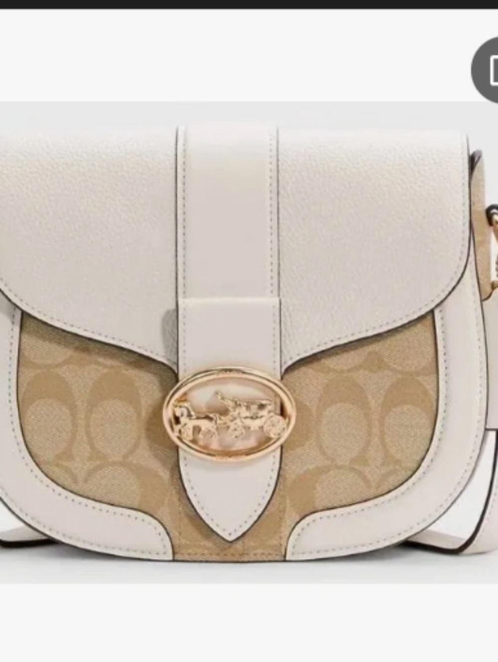 New With Tags Coach Cream & White Signature Saddle Crossbody with Contrast Strap